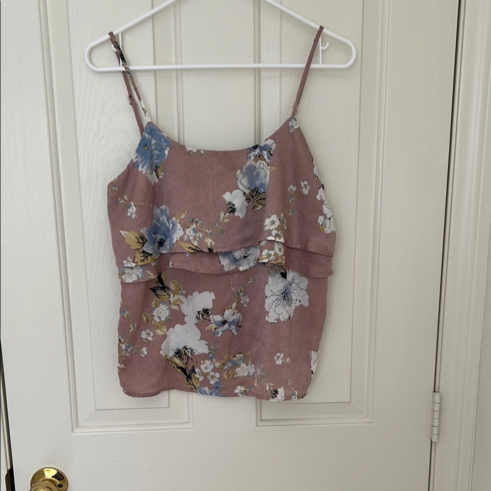 Floral Spaghetti Strap Top - Pink and Blue